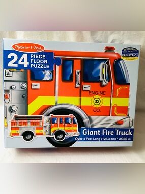 Complete Melissa & Doug 24 piece 4 ft Giant Fire Truck Floor Puzzle